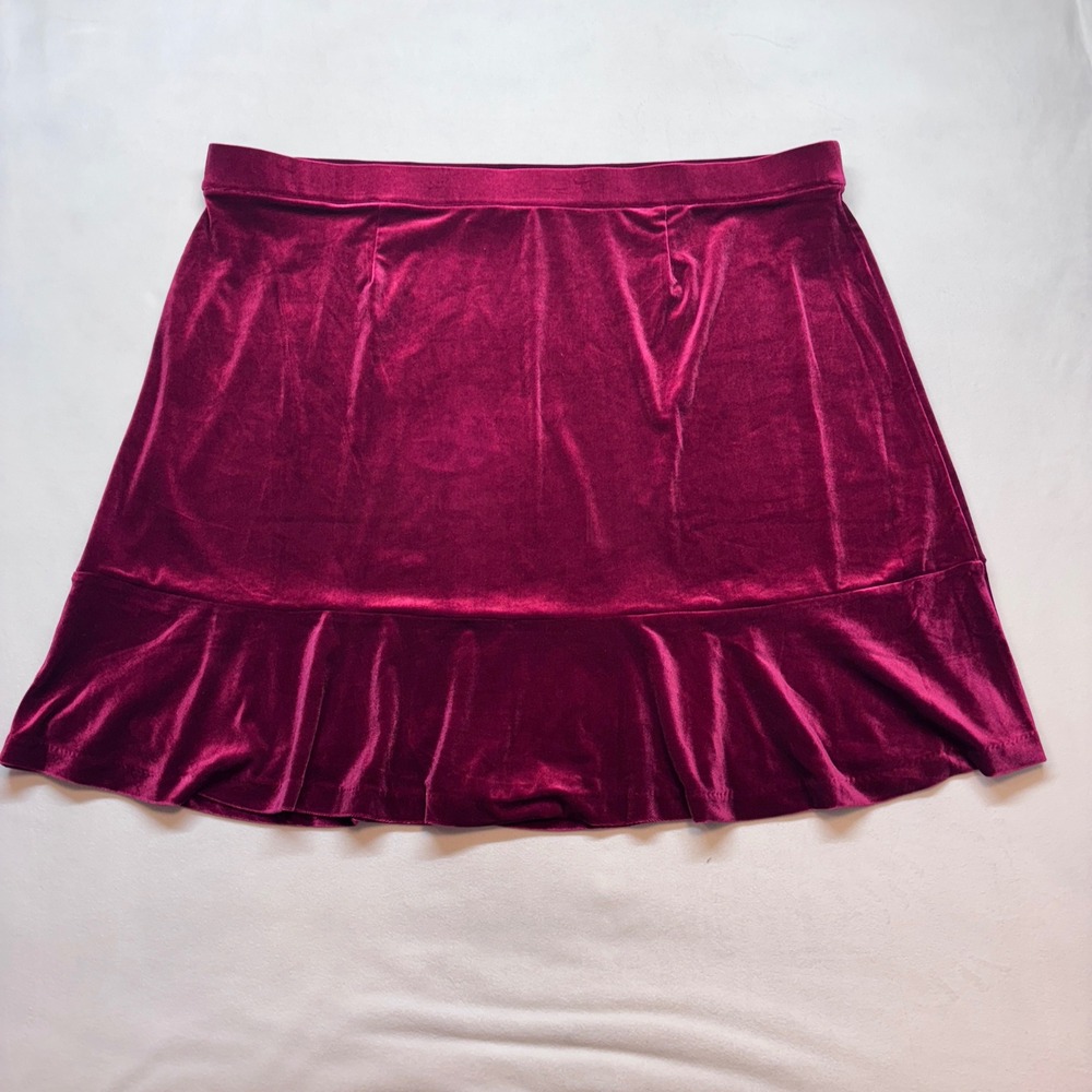 Isaac Mizrahi Live‎ Velvet Ruffle Skirt Magenta Plus Size 3XP